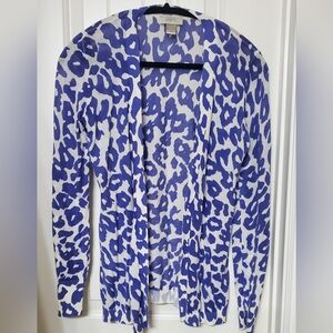 LOFT Women's Purple Animal Print Cardigan